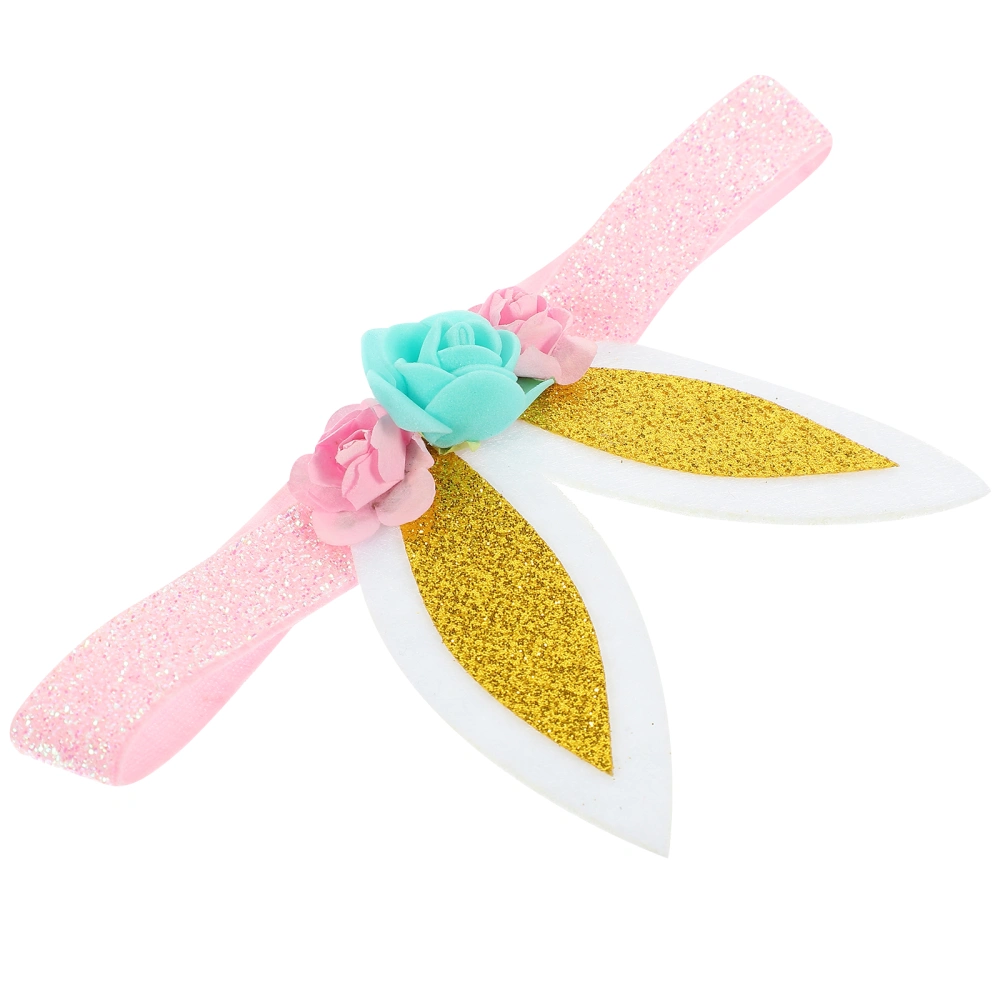 Rabbit Ear Hairband Beautiful Flower Decor Hairband for Baby Kid Girl (Pattern 4)