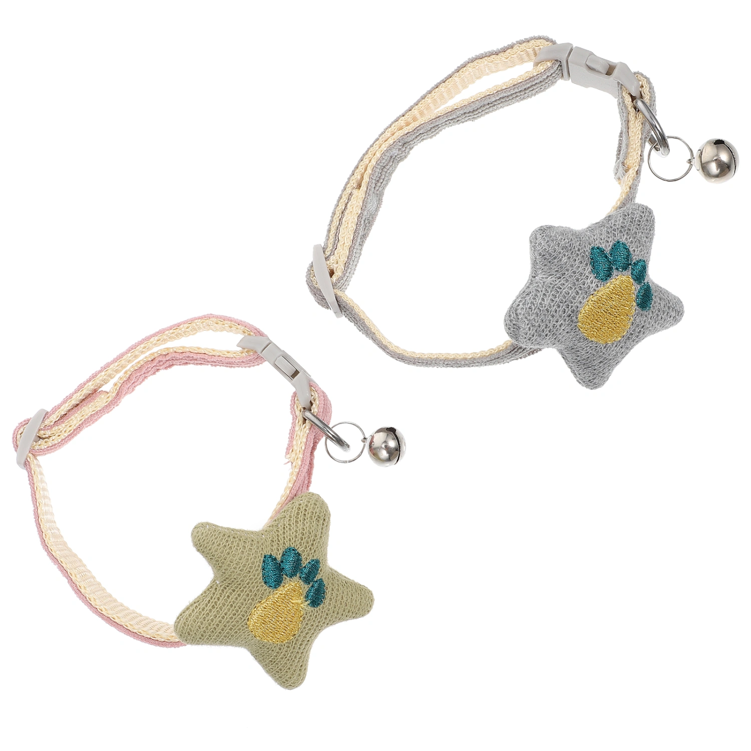 2Pcs Pet Collar Cat Bell Collar with Metal Buckle Pet Supplies Puppy Neck Decor