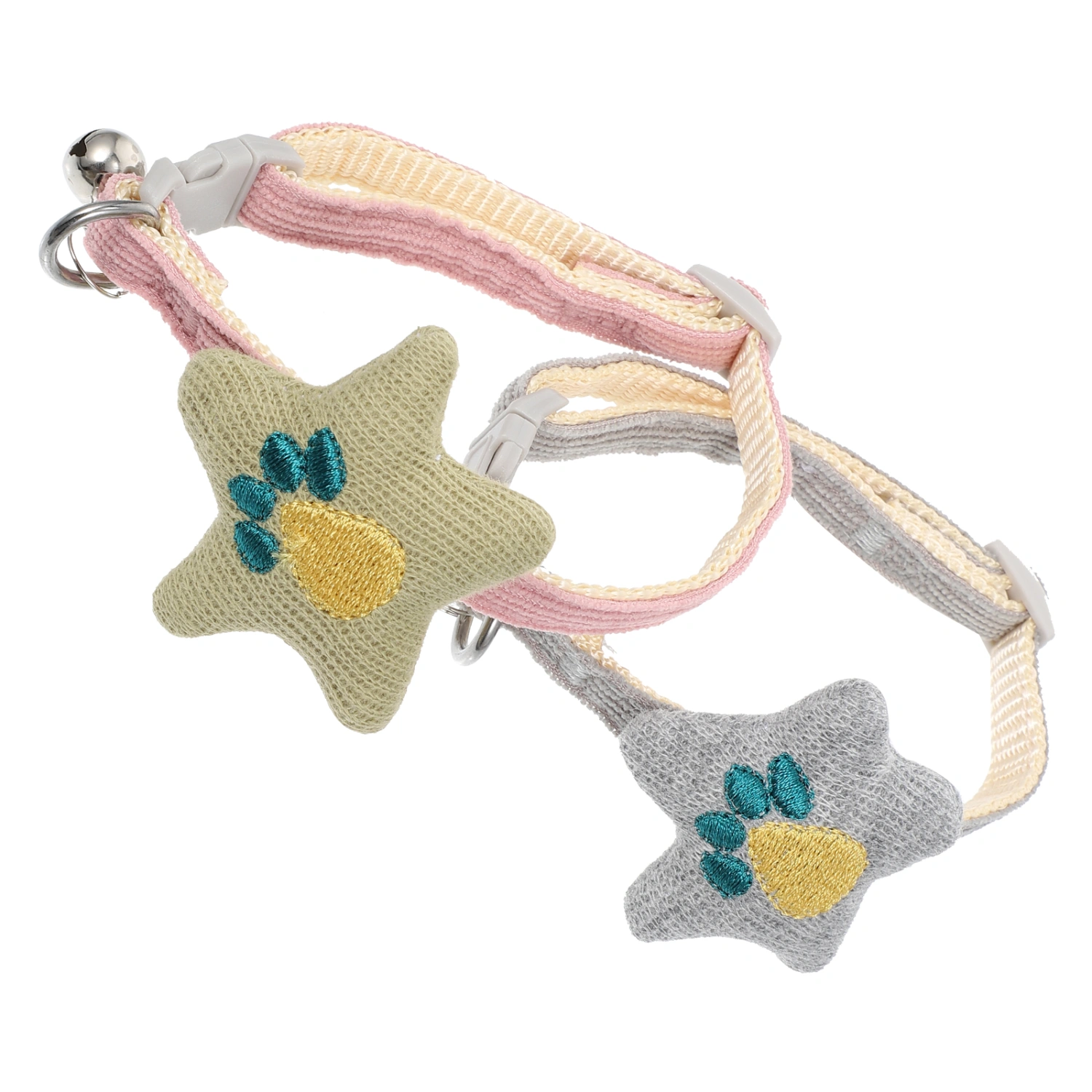 2Pcs Pet Collar Cat Bell Collar with Metal Buckle Pet Supplies Puppy Neck Decor