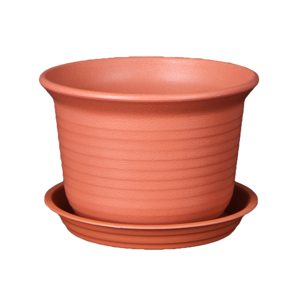 Colorful Plastic Plant Pots Planter Thickening Resin Flower Nursery Pot Garden Plant Pots Flower Pot with Pallet Medium (Red)