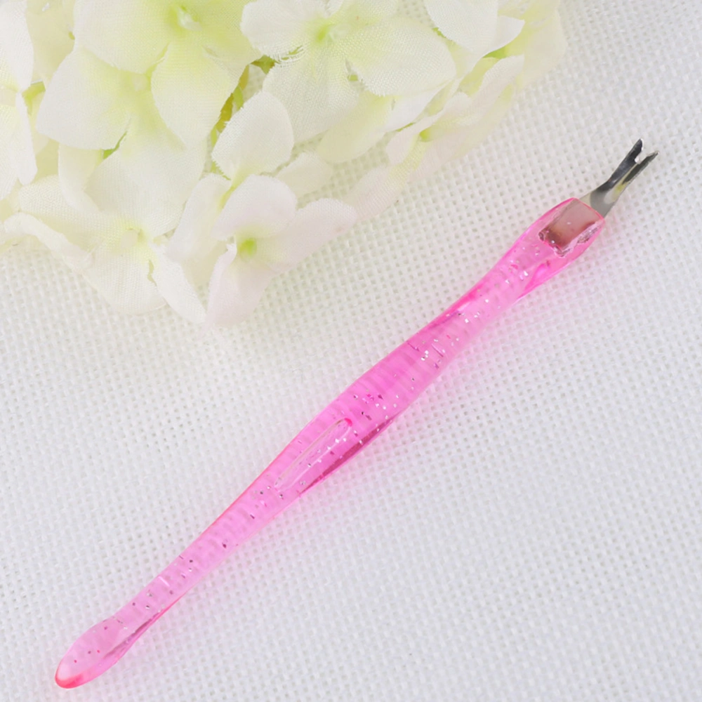 Nail Art Tools Pedicure Cuticle Trimmer Remover Pusher Dead Skin Callus Removal Fork (Pink)