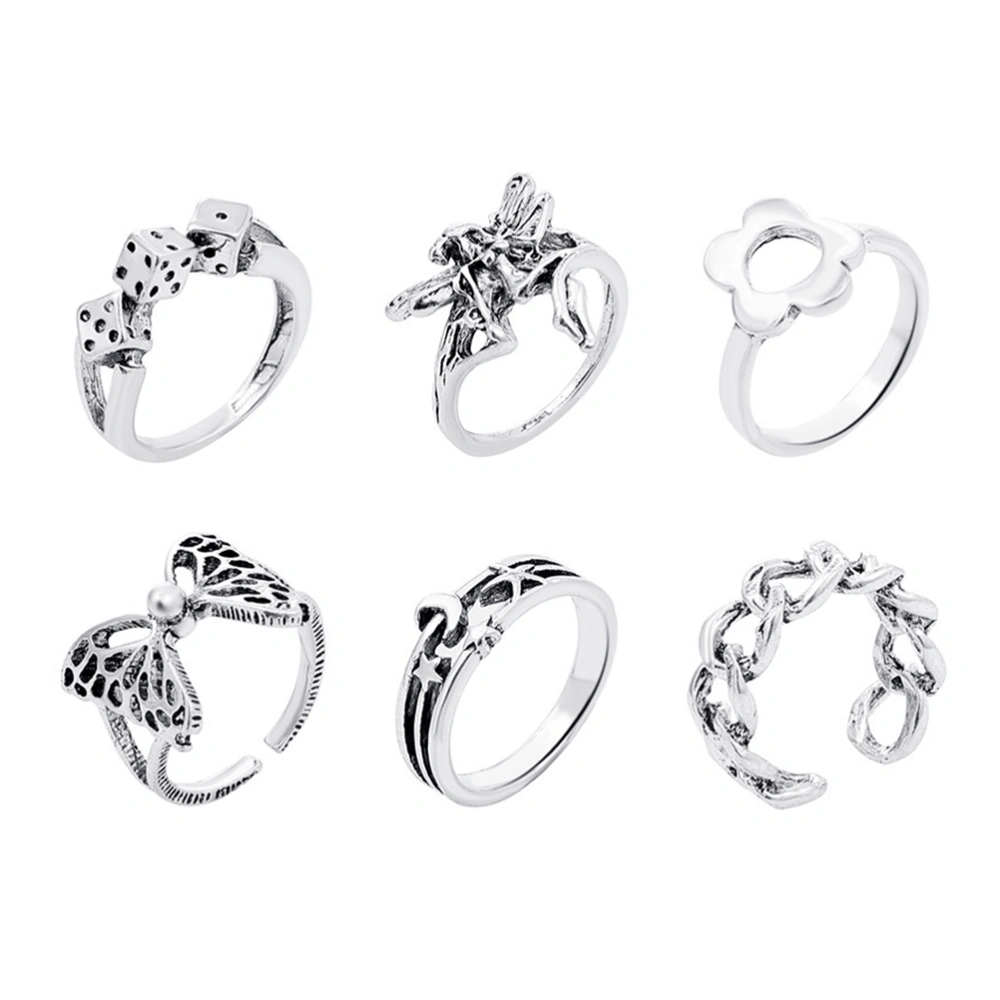 6 Pcs Women Finger Rings Delicate Female Ring Jewelries Girls Fashion Rings