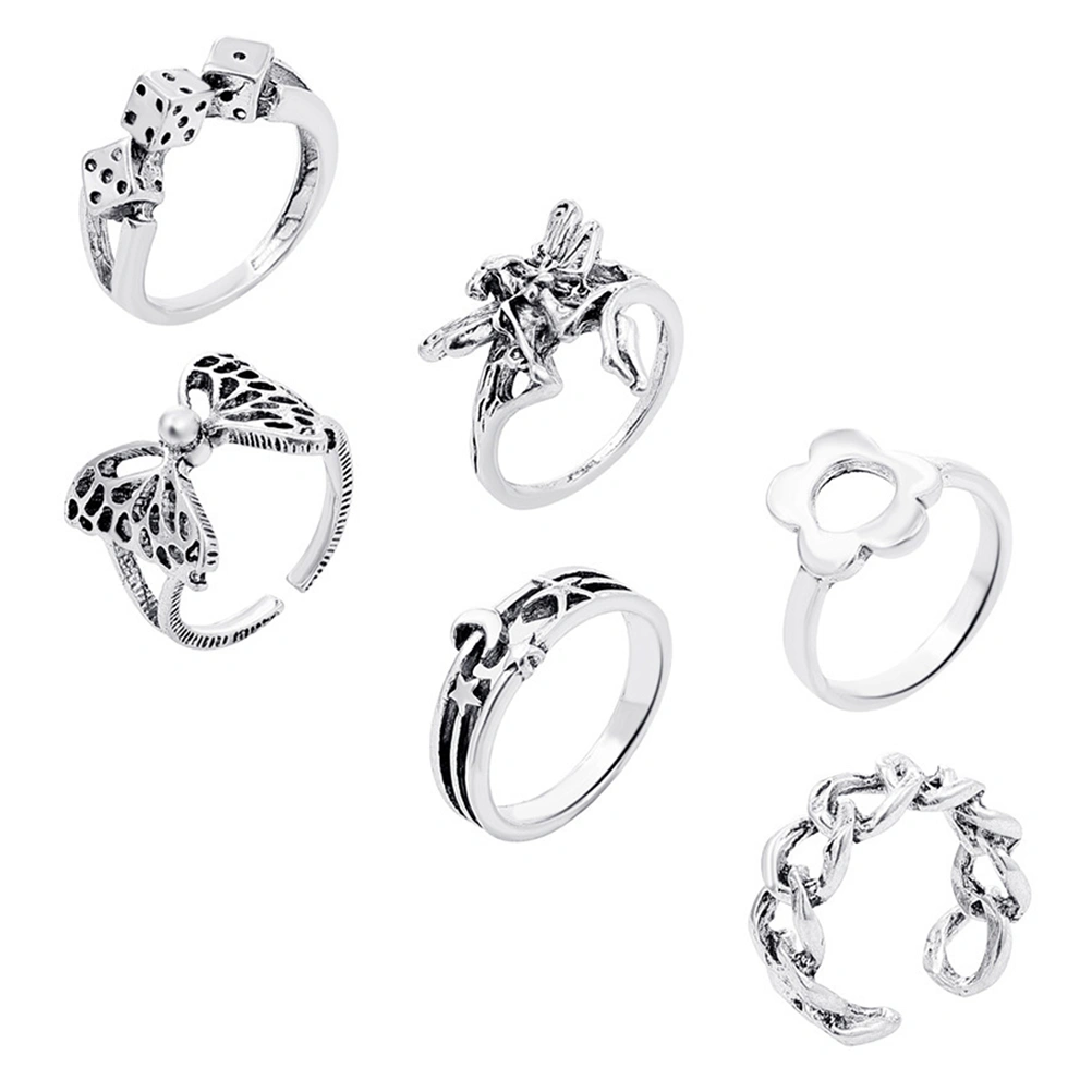 6 Pcs Women Finger Rings Delicate Female Ring Jewelries Girls Fashion Rings