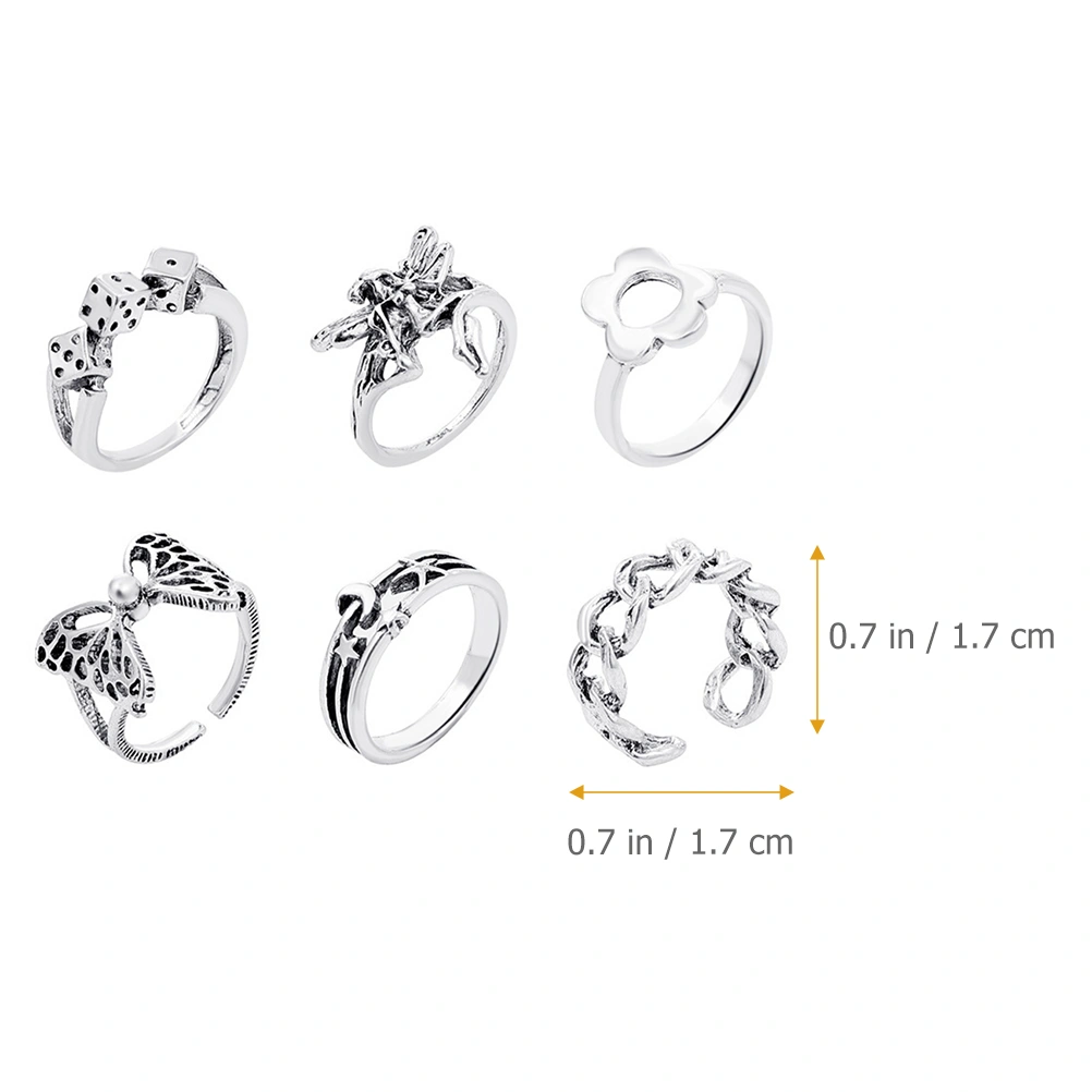 6 Pcs Women Finger Rings Delicate Female Ring Jewelries Girls Fashion Rings