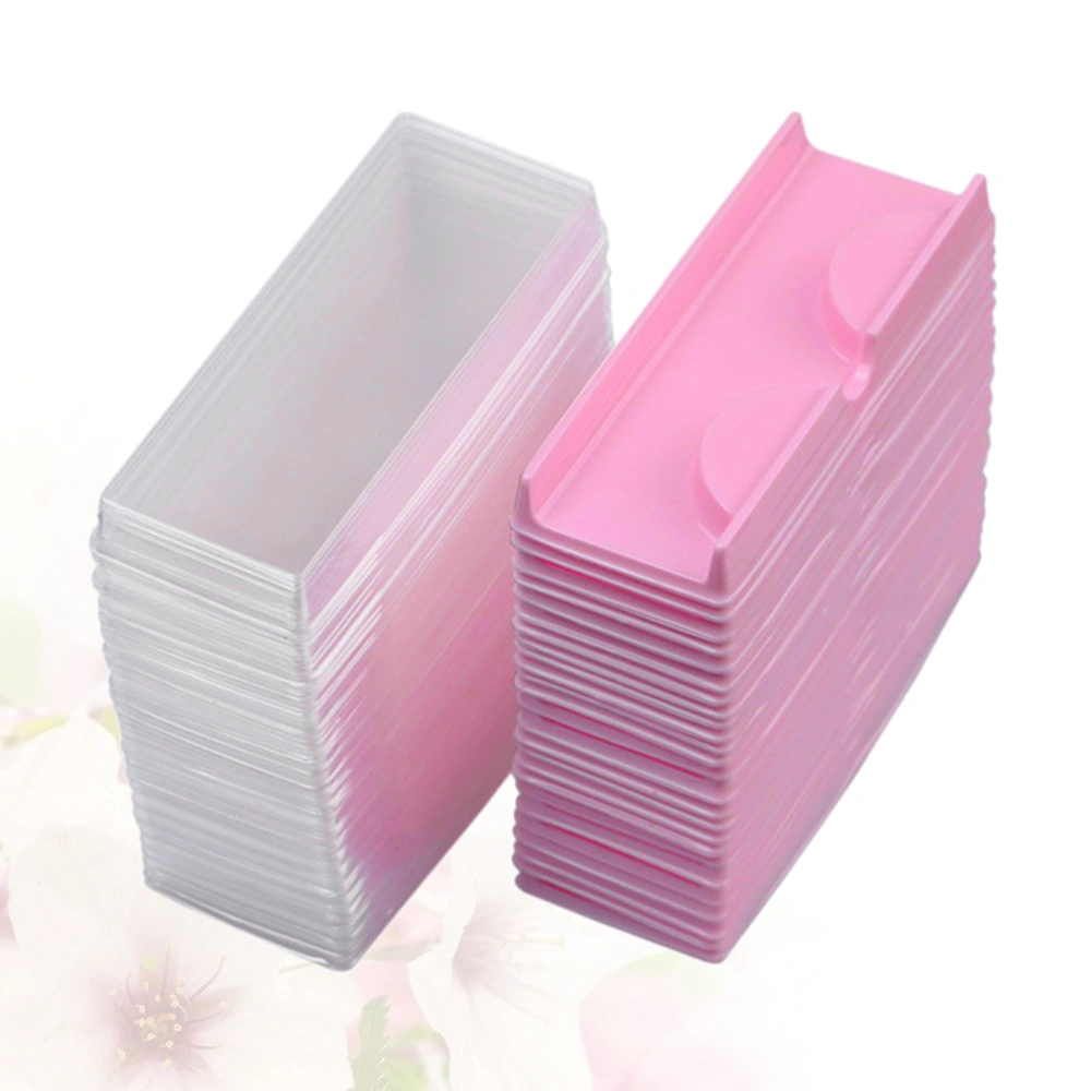 50 Sets Pink False Eyelash Storage Box with Clear Cover Empty Storage Case False Eyelash Container