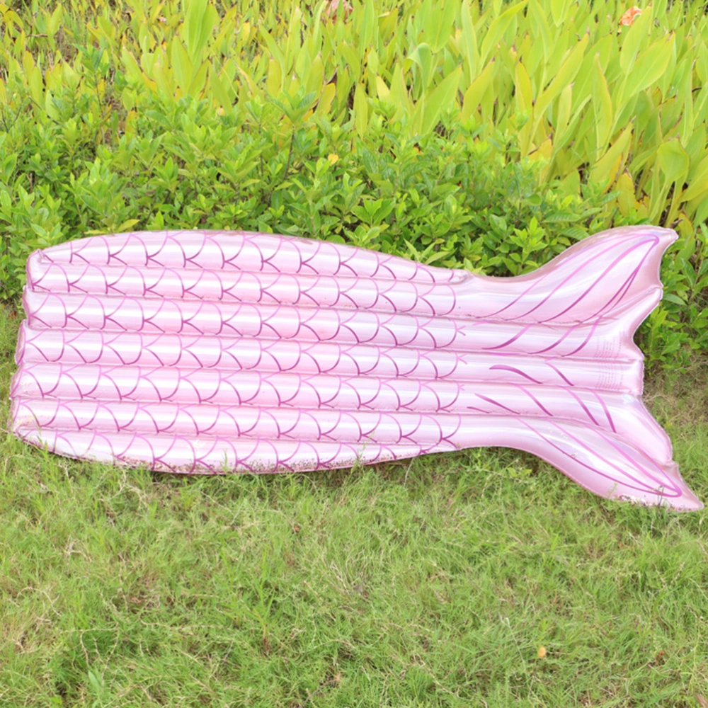 Fish Tail Shape Inflatable Floating Bed Mermaid Swimming Pool Mat Water Floating Cushion Float Bed (Pink)