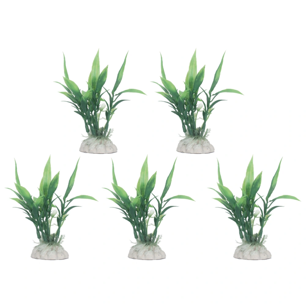 1 Set 5 Pcs Simulate Bamboo Grass Artificial Aquatic Plant Simulate Plant Plastic Plant Ornament for Fish Tank (Green)