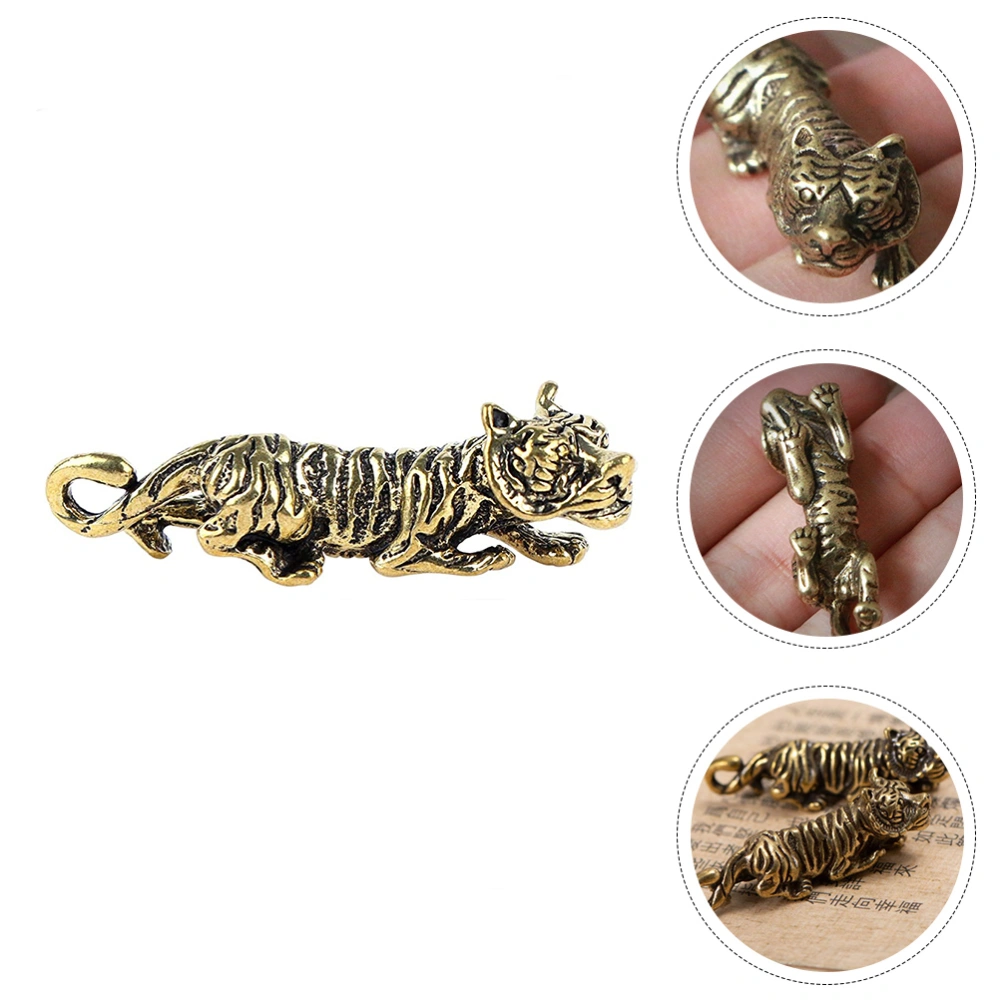 10pcs Retro Brass Craft Tiger DIY Adornments Brass Pendants Keychain Pendants