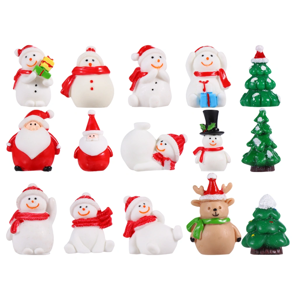 15pcs Micro Christmas Adornment Xmas Resin Micro Landscape  Desktop Decoration