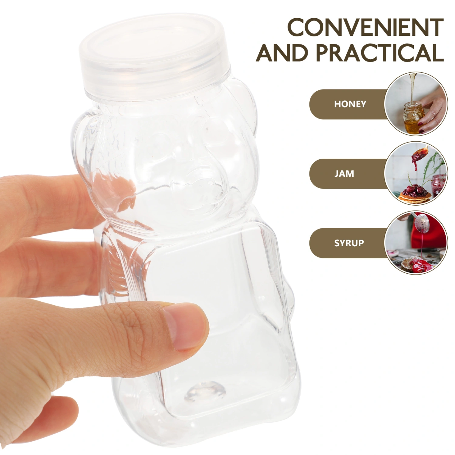 6pcs Bear Shape Honey Bottle Candy Storage Bottle Transparent Honey Bottle