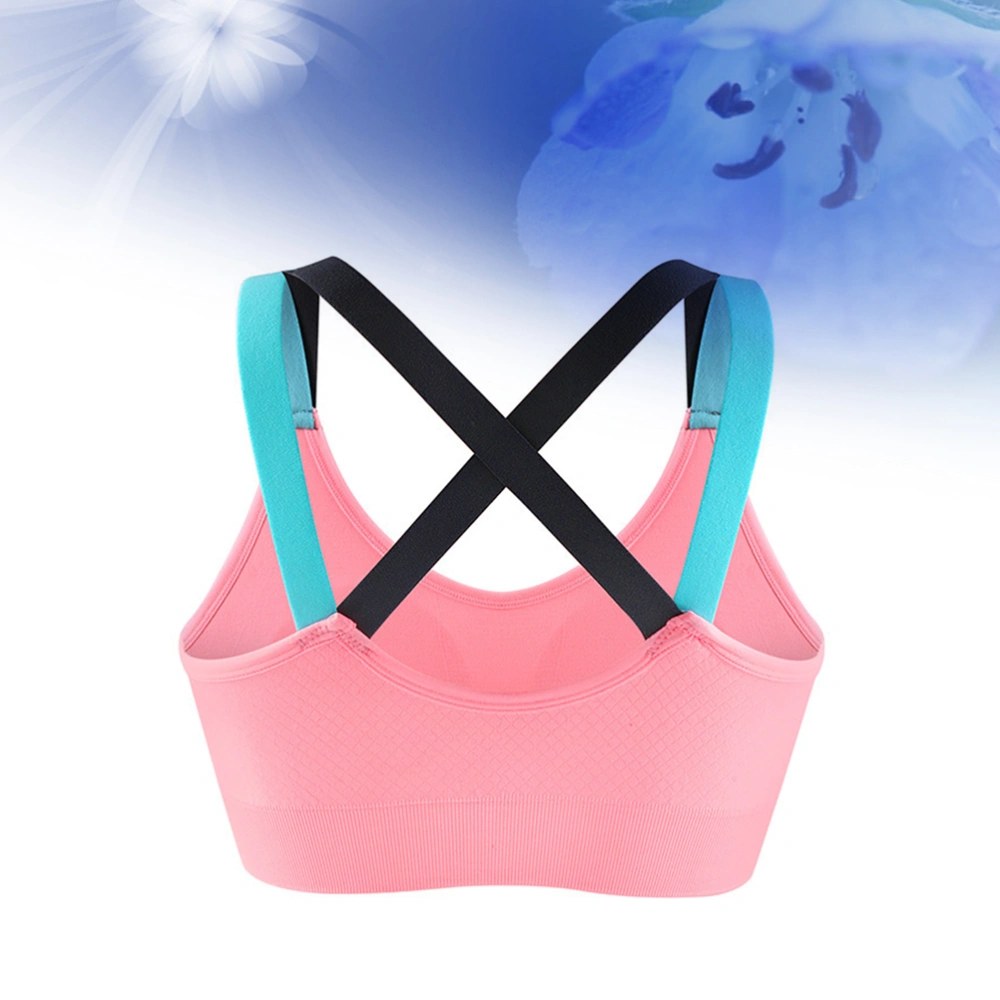 Women Sports Bra Breathable Shockproof Cross Back Workout Bra for Gym Running Jogging Yoga Fitness Size M (Pink)