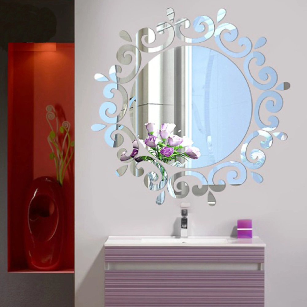 1Pc 27cm DIY Mirror Surface Wall Sticker Self Adhesive Mirror Sticker Waterproof Mirror Sticker(Silver)