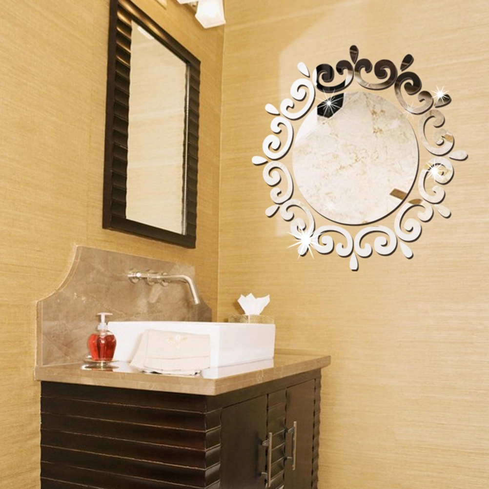 1Pc 27cm DIY Mirror Surface Wall Sticker Self Adhesive Mirror Sticker Waterproof Mirror Sticker(Silver)
