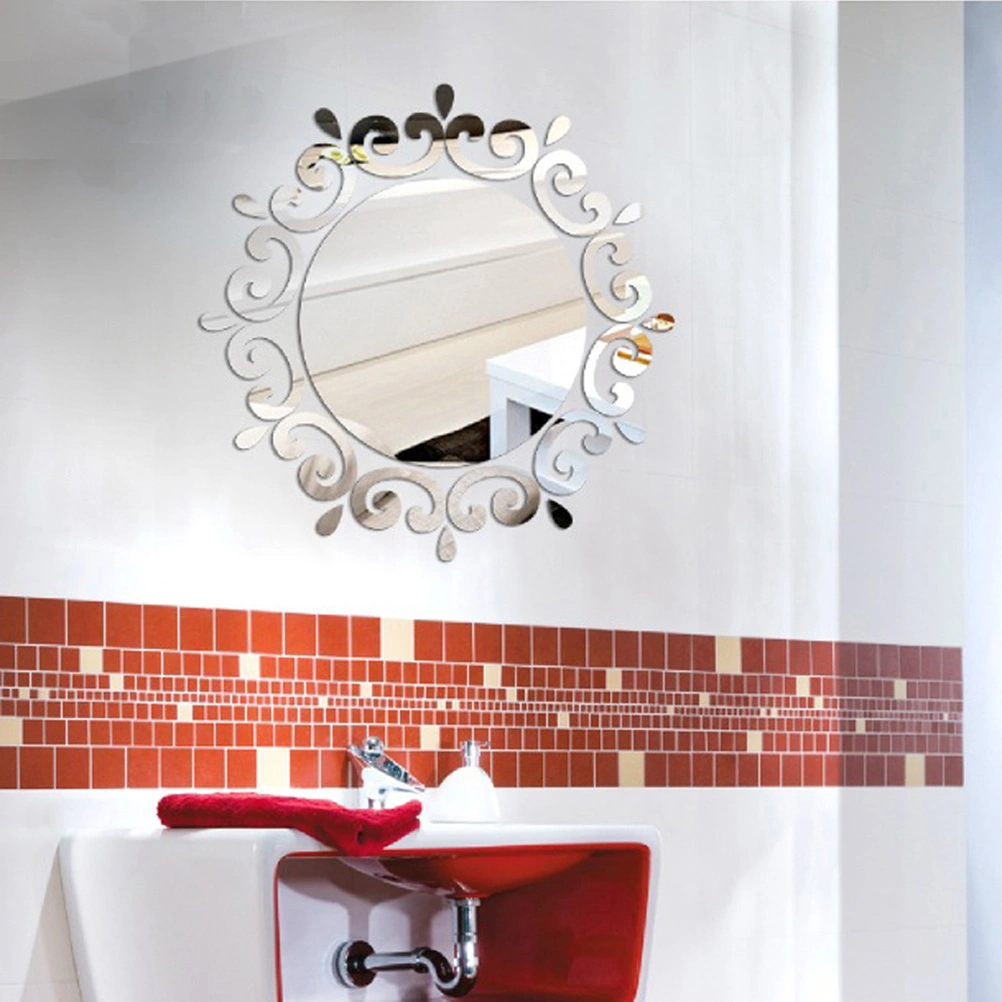 1Pc 27cm DIY Mirror Surface Wall Sticker Self Adhesive Mirror Sticker Waterproof Mirror Sticker(Silver)