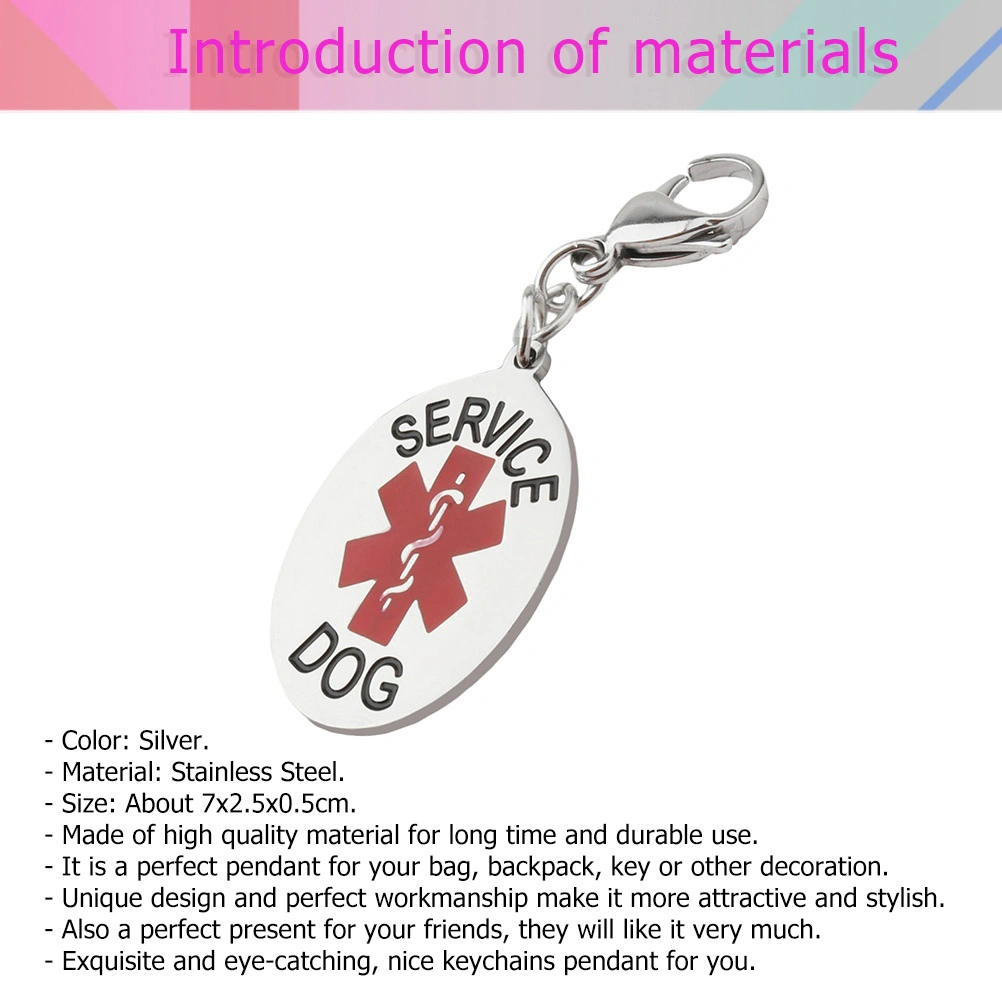 Stainless Steel Key Chain Fashion Key Ring Service Dog Key Holder Bag Hanging Pendant Silver