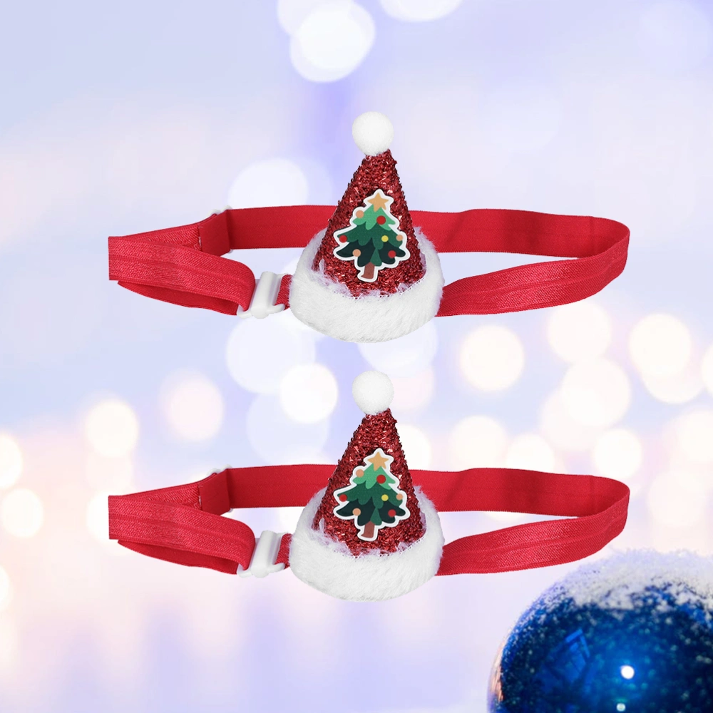 2Pcs Elastic Pet Christmas Rope Hat Headband Adorable Cat Christmas Headwear and Comfortable Headdress(Red)