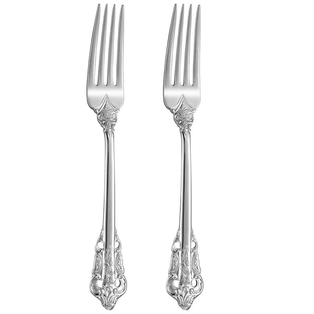 2Pcs Steak Forks Stainless Steel Forks Metal Noodle Forks Vintage Food Forks Dessert Forks
