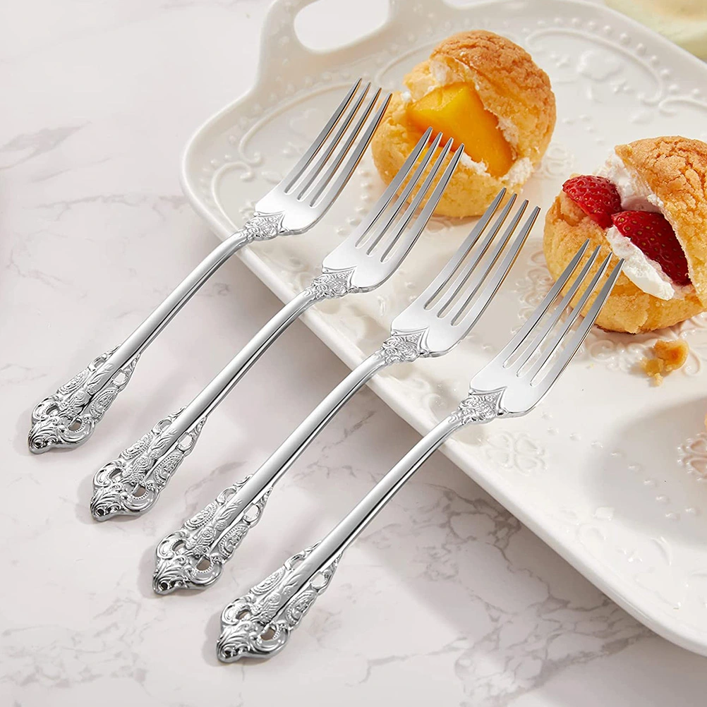 2Pcs Steak Forks Stainless Steel Forks Metal Noodle Forks Vintage Food Forks Dessert Forks
