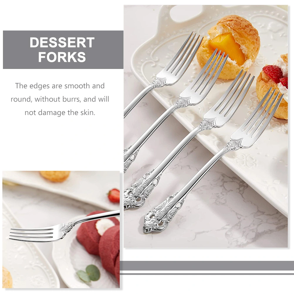 2Pcs Steak Forks Stainless Steel Forks Metal Noodle Forks Vintage Food Forks Dessert Forks