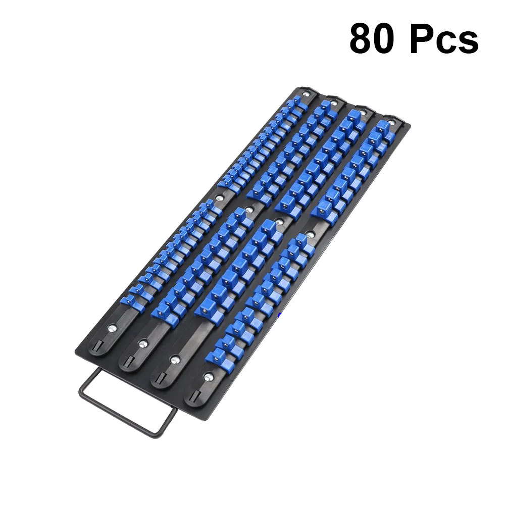 80 Industrial ABS Socket Wrench Mountable Socket Storage Rail Rack Holder Organize Sliding 1/4 Inch 3/8 Inch 1/2 Inch Finishing Tool