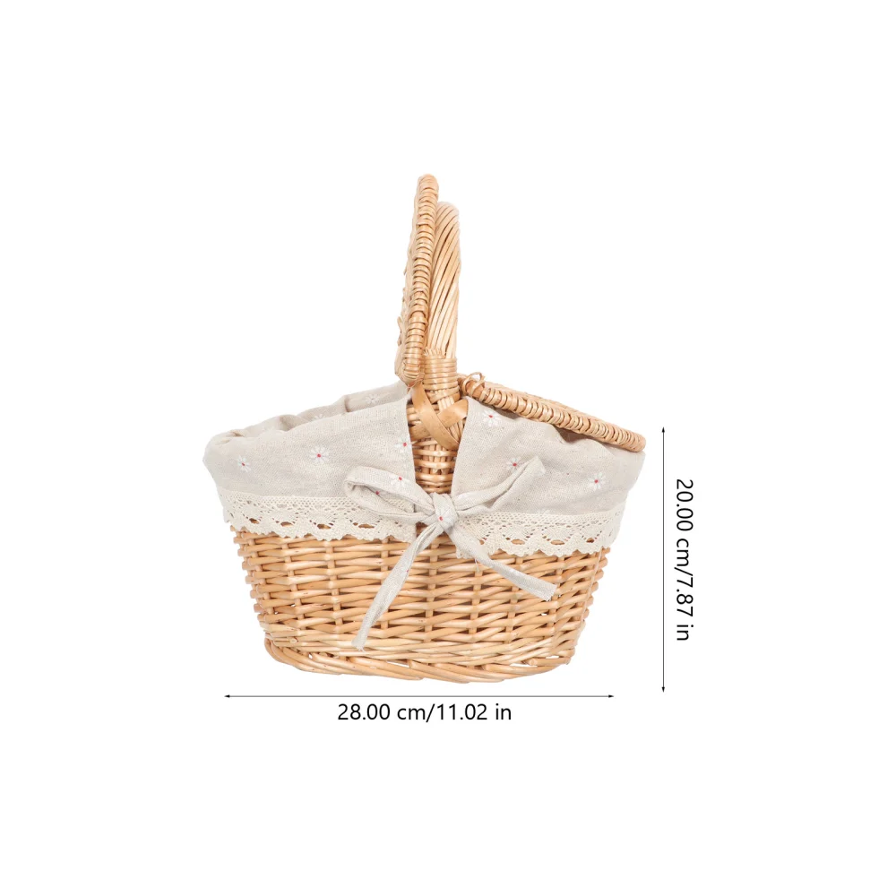 1pc Picnic Storage Basket with Lids Picnic Bread Fruit Storage Basket for Home