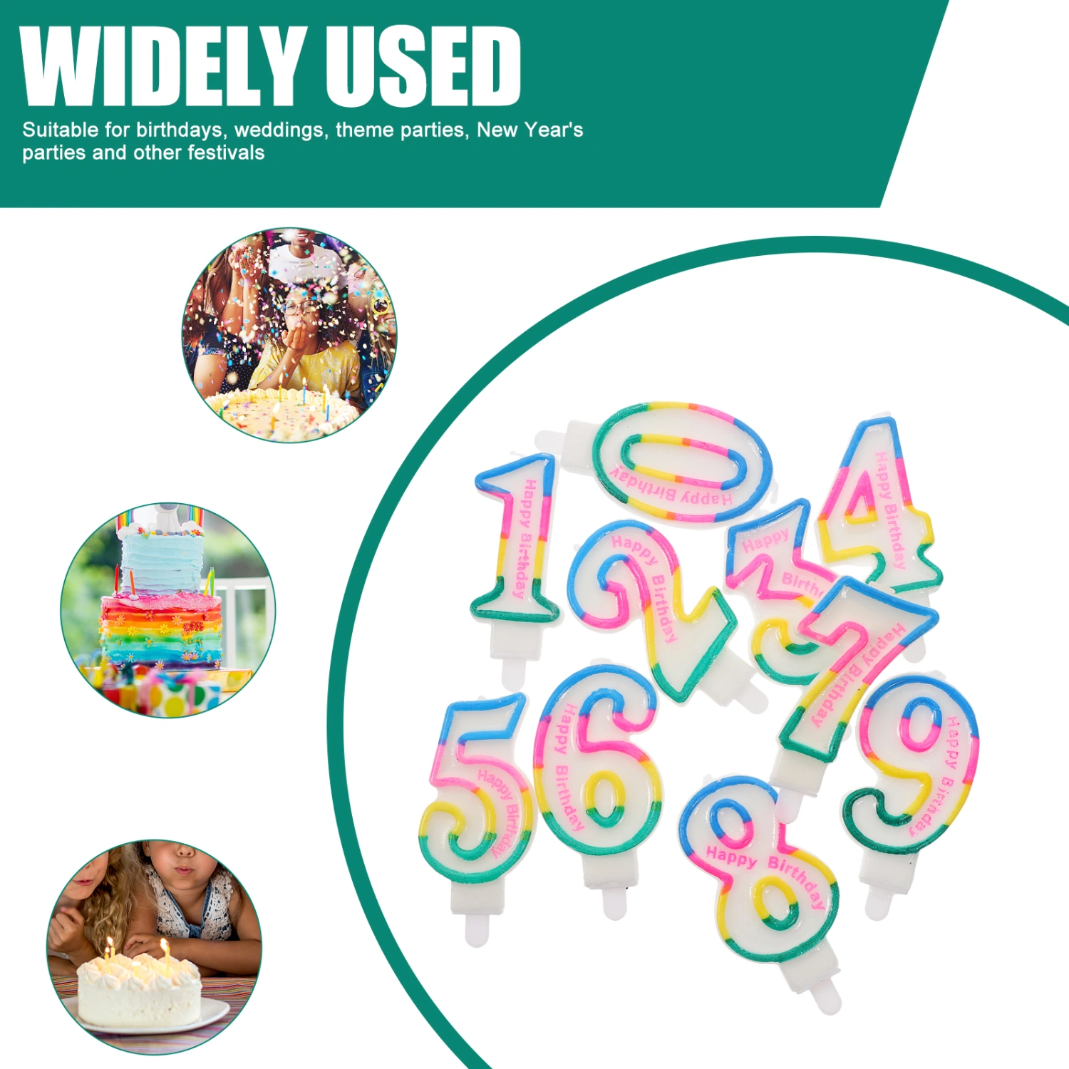 10Pcs Birthday 0-9 Candles Big Number Birthday Cake Candles Party Celebrations