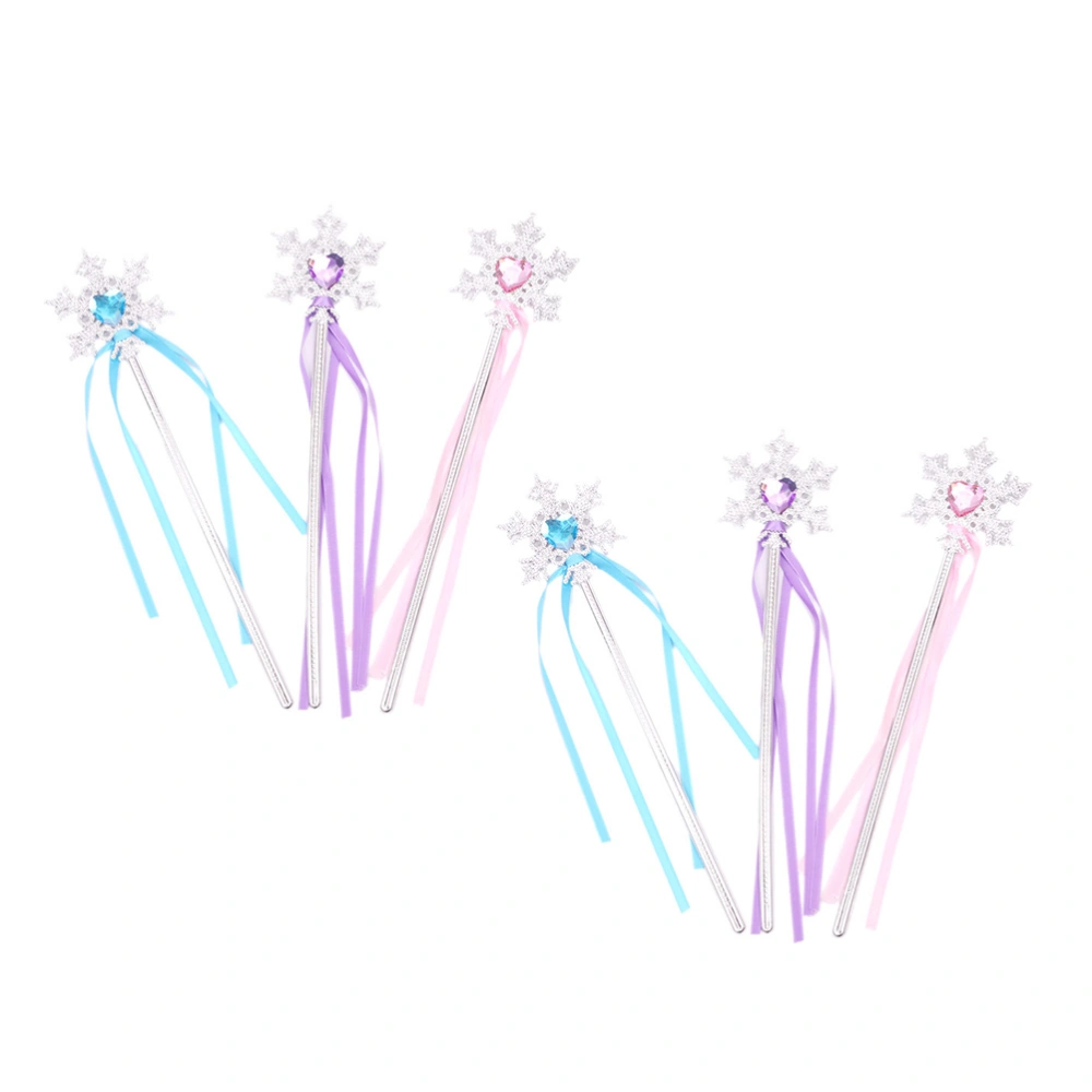 6pcs Snowflake Fairy Wands Sets Girls Fairy Wands with Ribbons  Role Play Toys