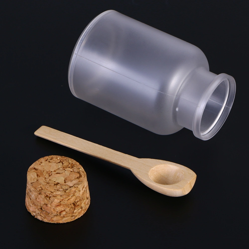 100g Empty ABS Plastic Bath Salt Comestic Powder Bottle Jar Pot with Wooden Cork and Spoon