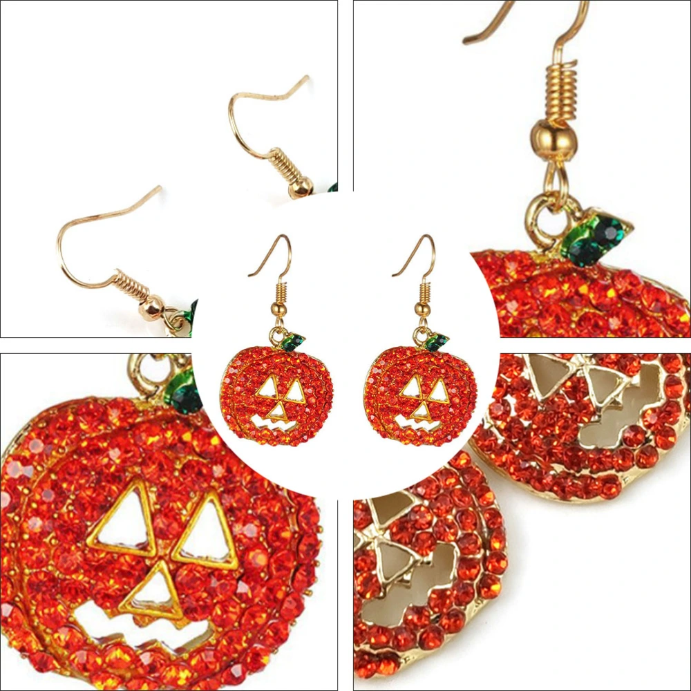 Two Pairs Halloween Pumpkin Earrings Alloy Dangle Earring Festive Costume Ear Decor