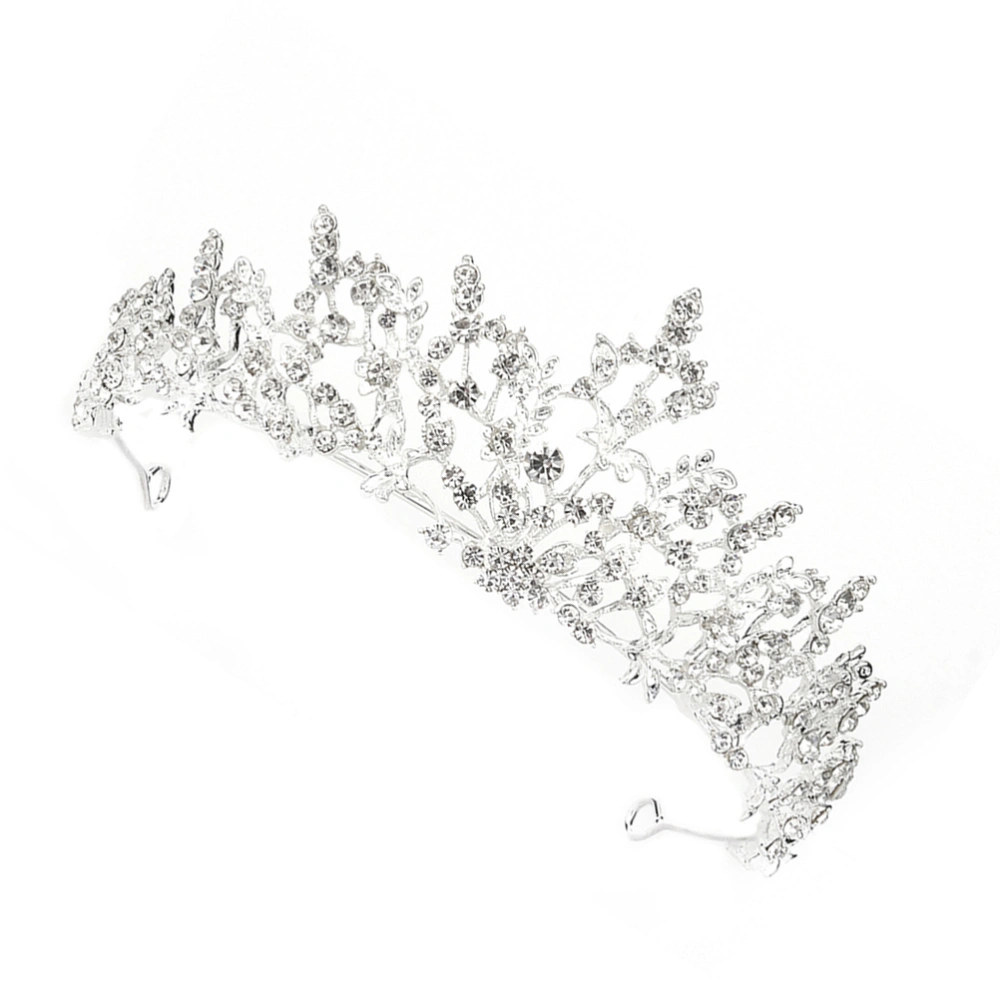 1Pc Rhinestone Hair Hoops Bride Headband Alloy Crown Wedding Hair Band Women Headwear for Girls (Silver)