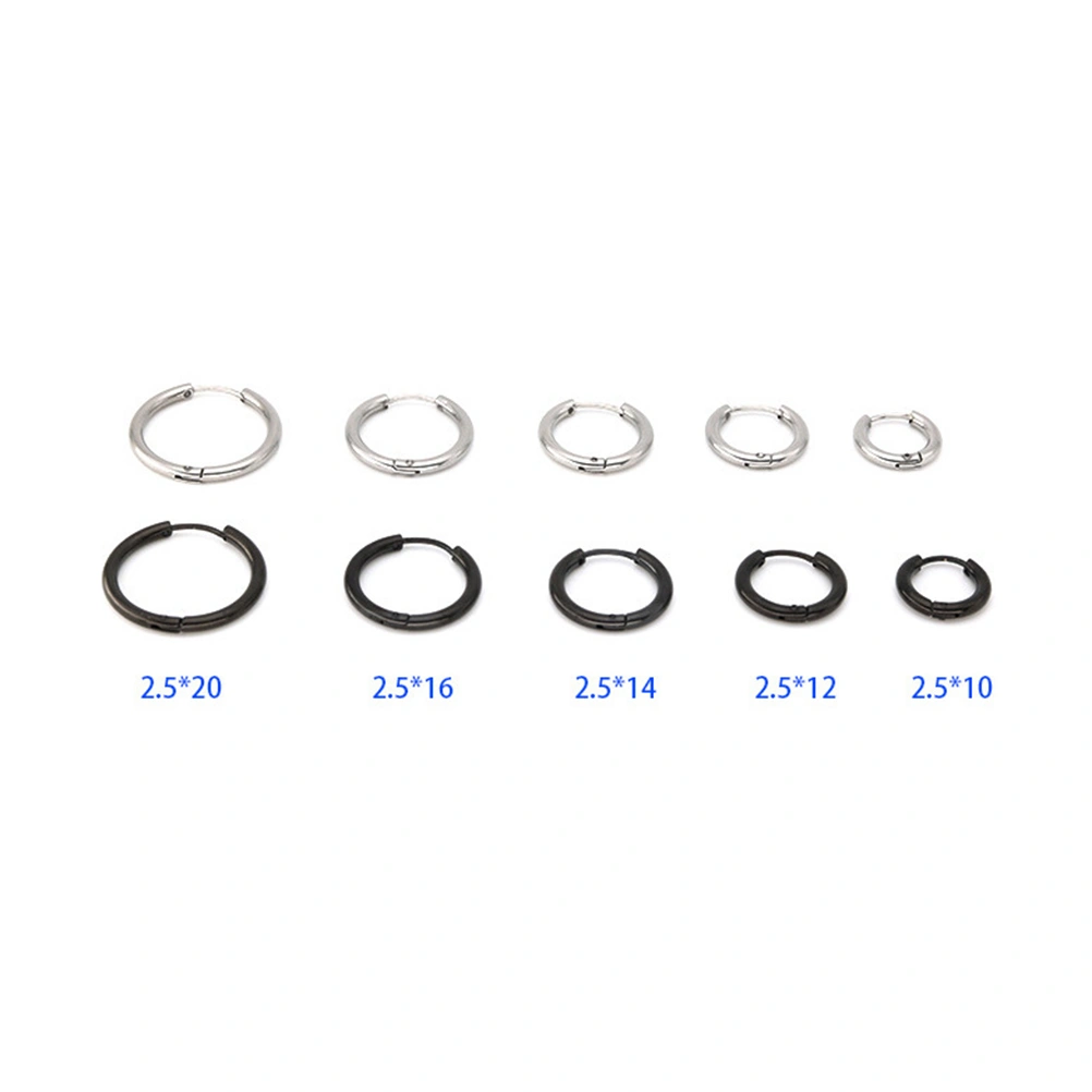 Men's Earrings Ring Nail Stainless Steel Clip-on Closure Earrings Nose Lip Belly Eyebrow Helix Cartilage Tragus Earrings 2.5*8mm (Steel Color)