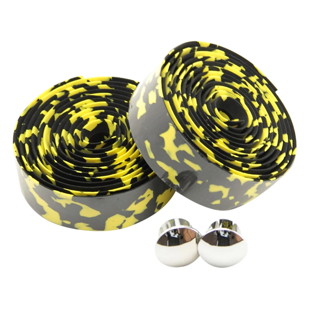 1 Set Bike Handlebar Tape Non-slip Grips Cover Fashion Handlebar Wrap Belt Breathable Handlebar Cover for Bike (Black+Yellow)