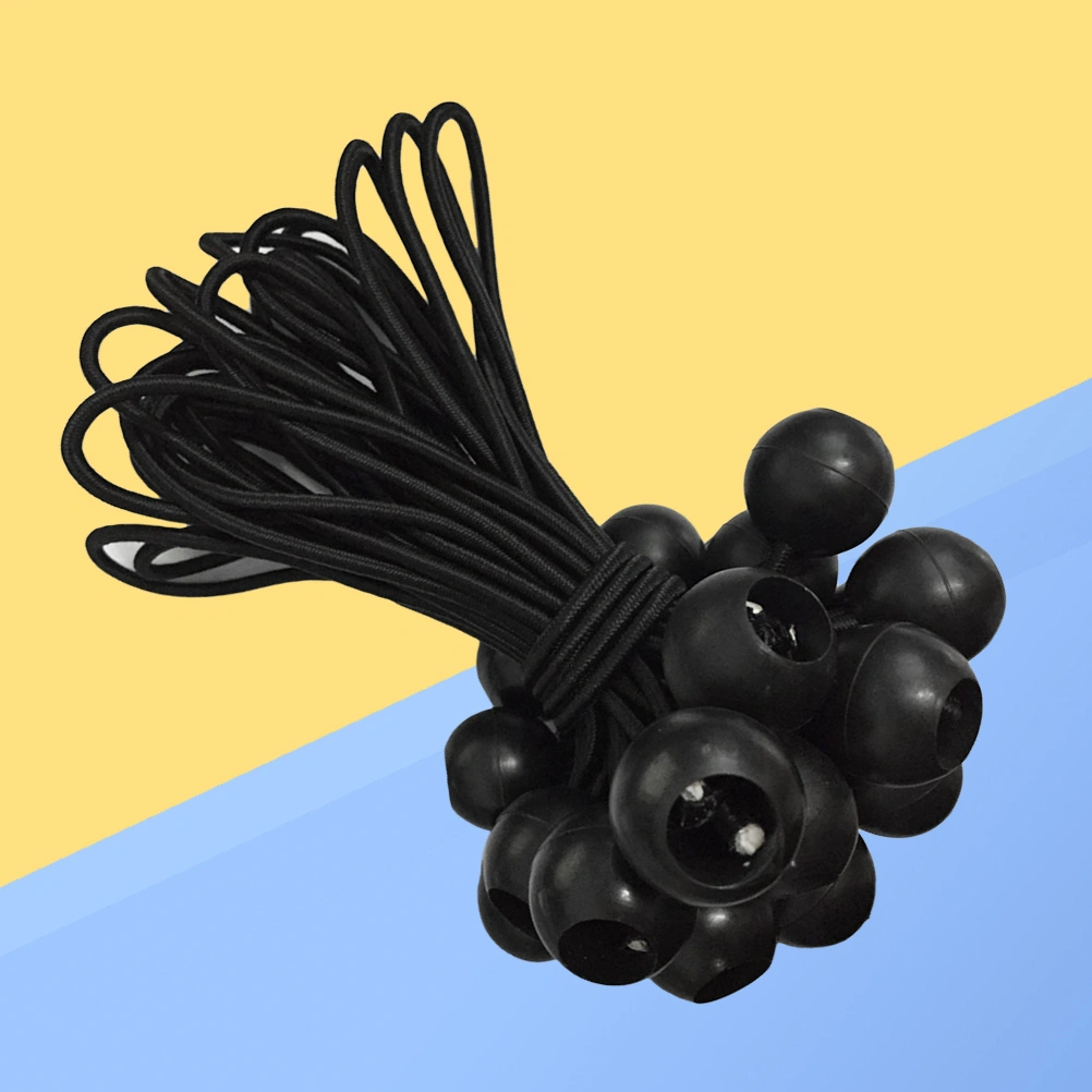 10Pcs 15cm High Elastic Ball Tent Strapping Cord Tie Down Elastic Cord Camping Accessories for Tent Baggage Black