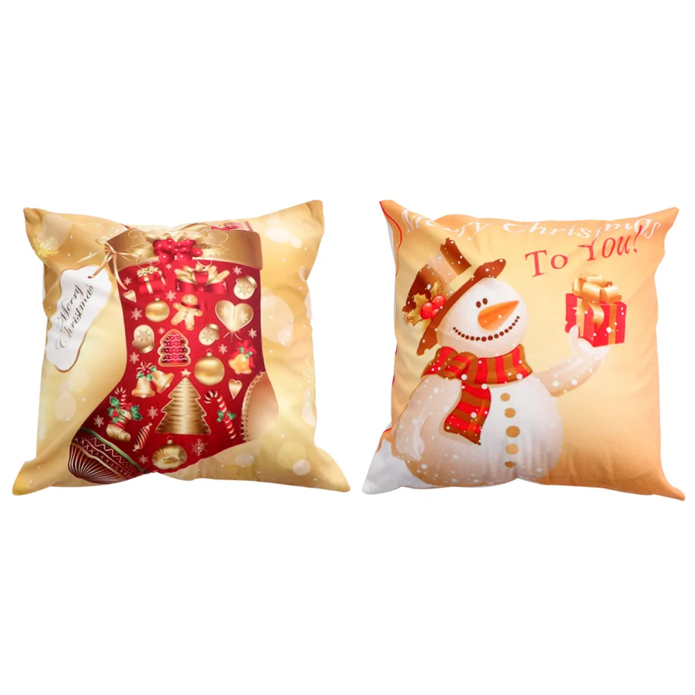 2 Pcs Christmas Pillowcases Plush Boster Case Pillow Cushion Cover Home Supply