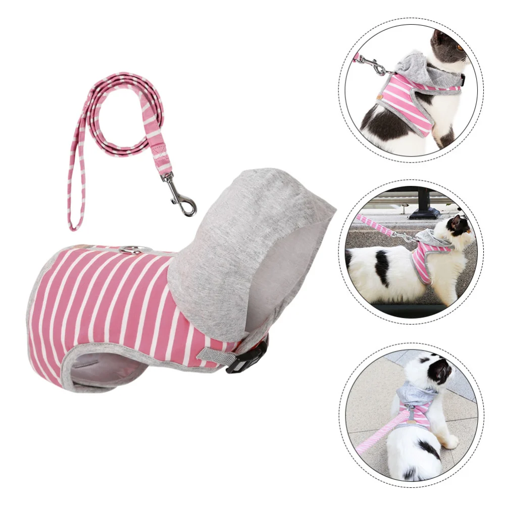 Cat Harness and Leash Stripe Pet Vest Harnesses for Cats Walking