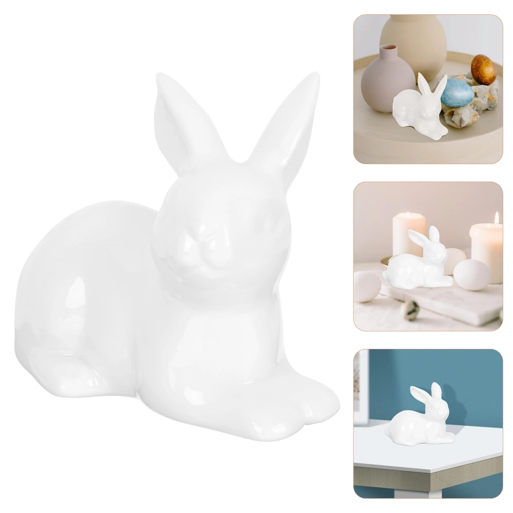 Exquisite Rabbit Statue Desktop Adornment Ceramic Rabbit Easter Adornment