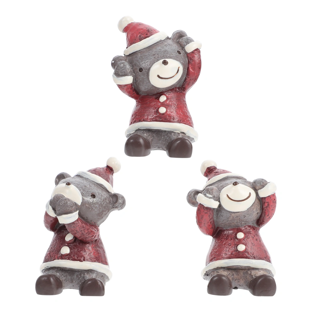 3pcs Christmas Adornments Creative Christmas Scene Decors Home Desktop Ornaments