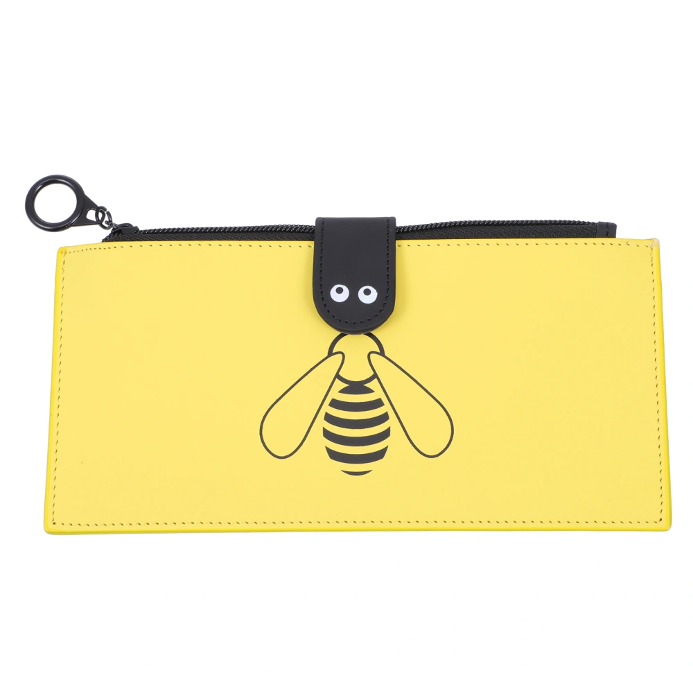 Creative Bee Printed Pencil Bag Students Stationery Organizer Storage Pouch (Yellow)