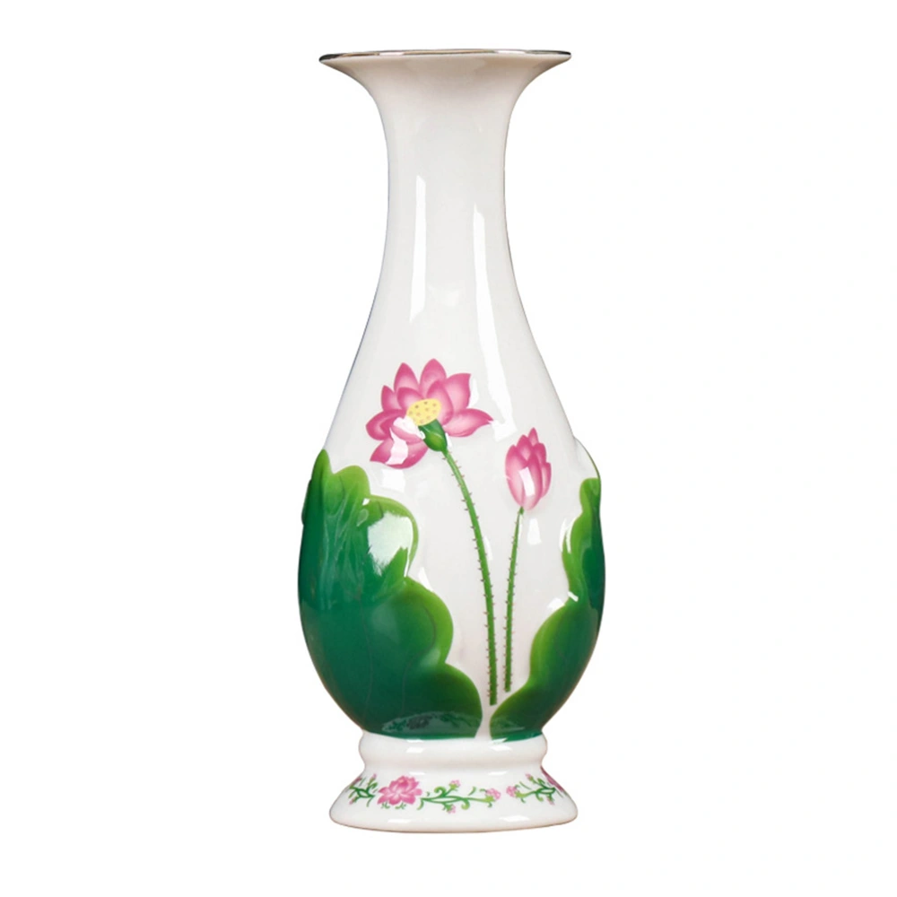 1Pc Ceramic Vase Simple Flower Vase Office Home Decoration Lotus-pattern Vase