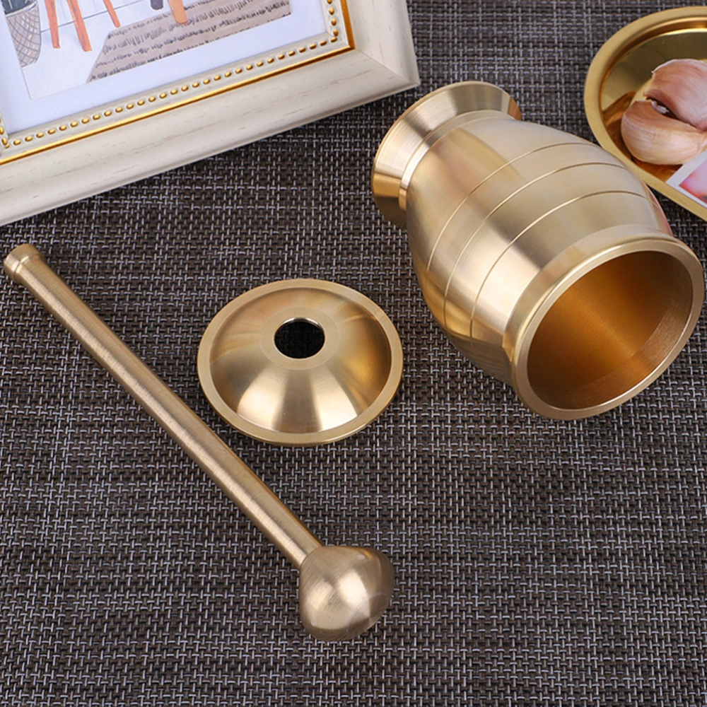 Brass Mortar and Pestle Mixing Grinder Metal Durable Crusher Mortar-grinder Set with Lid for Medicine Herbs Food Seasonings