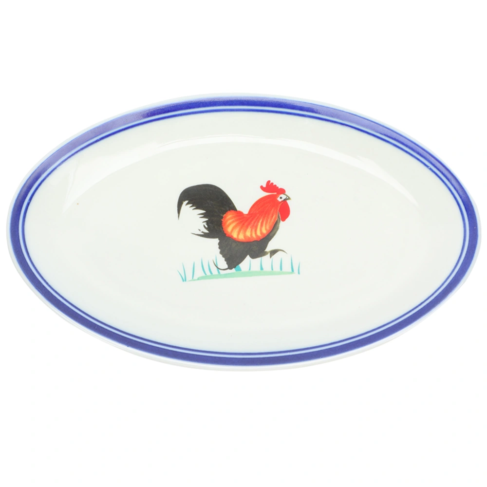 1PC Vintage Style Enamel Steamed Fish Storage Plate Delicate Pattern Plate