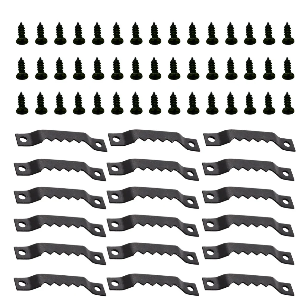 150Pcs  Hooks Serrated Creative Hooks Single Hole Picture Frame Hangers Holders with 300Pcs Screws(Black)