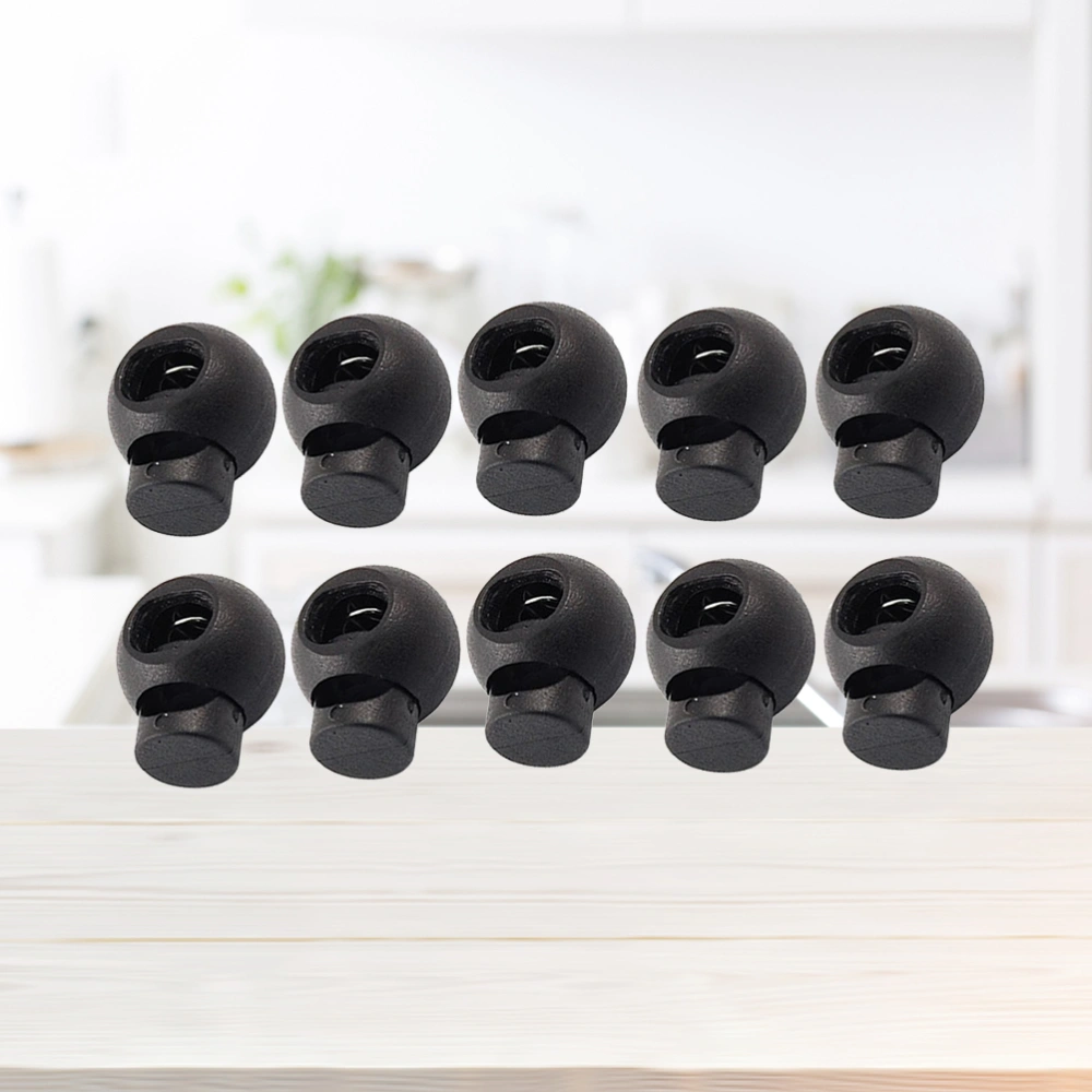 25 Pcs Plastic Toggle Round Spring Toggles Luggage Lanyard Stoppers Spring Loaded Cord Lock End Stoppers (Black)