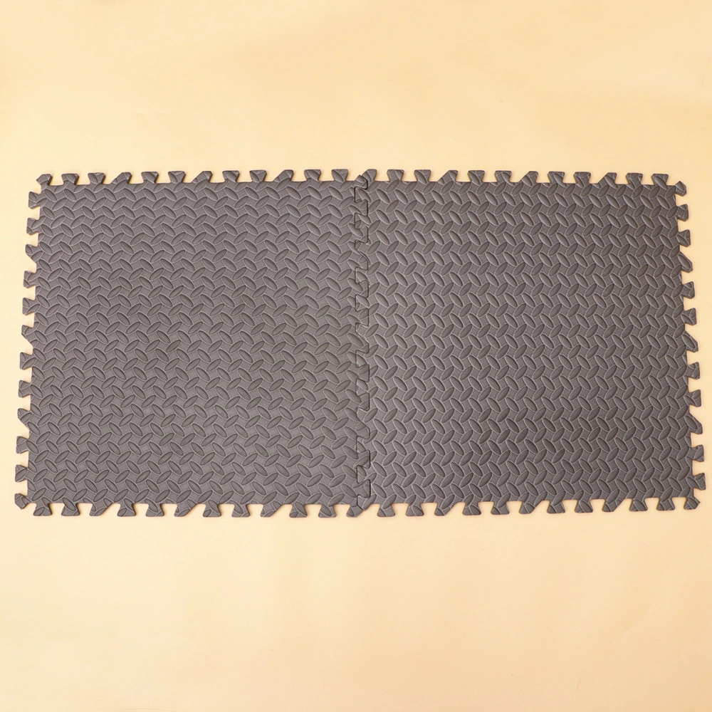 12pcs 60x60cm EVA Splicing Mat Leaf Grain Non-slip Mat Fitness Interlocking Protective Cushion (Coffee)