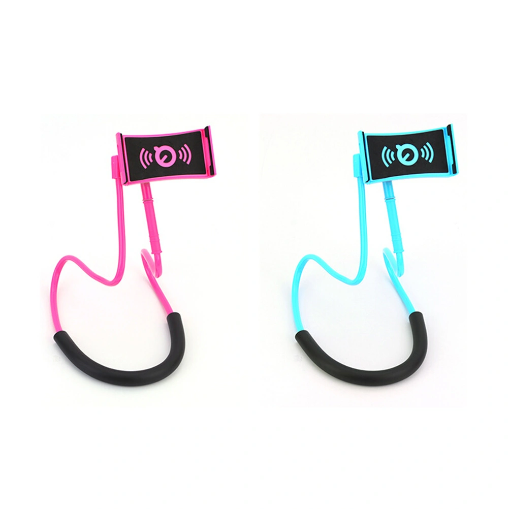 Universal Hanging on Neck Lazy Phone Holder DIY Free Rotating Stand on Table Smart Multiple Functions Mobile Phone Mount Stand Lazy Bracket (Rose Red)
