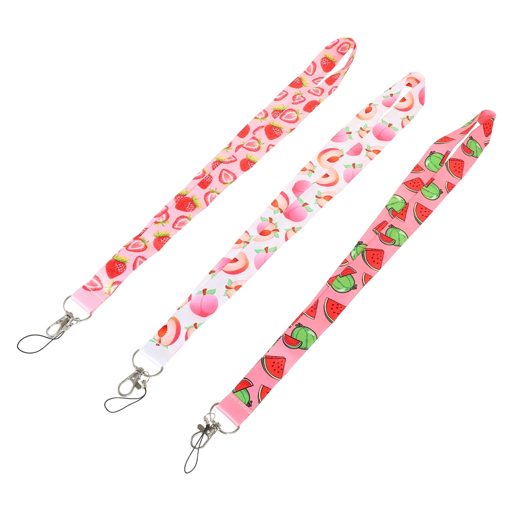 3Pcs Fruit Pattern Key Chains Cellphone Hanging Lanyards Mobile Phone Lanyards