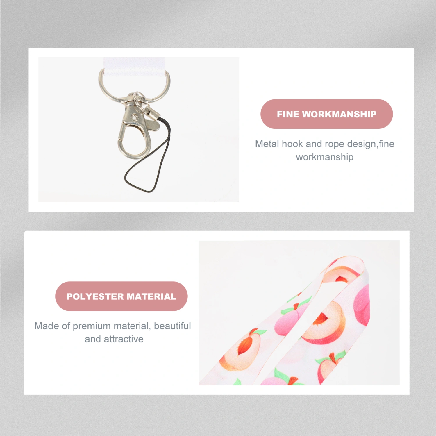 3Pcs Fruit Pattern Key Chains Cellphone Hanging Lanyards Mobile Phone Lanyards