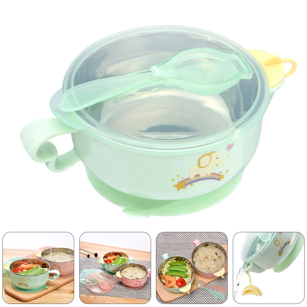 1 Set Baby Suction Bowl Toddler Kids Feeding Bowl Spoon Baby Shower Gift