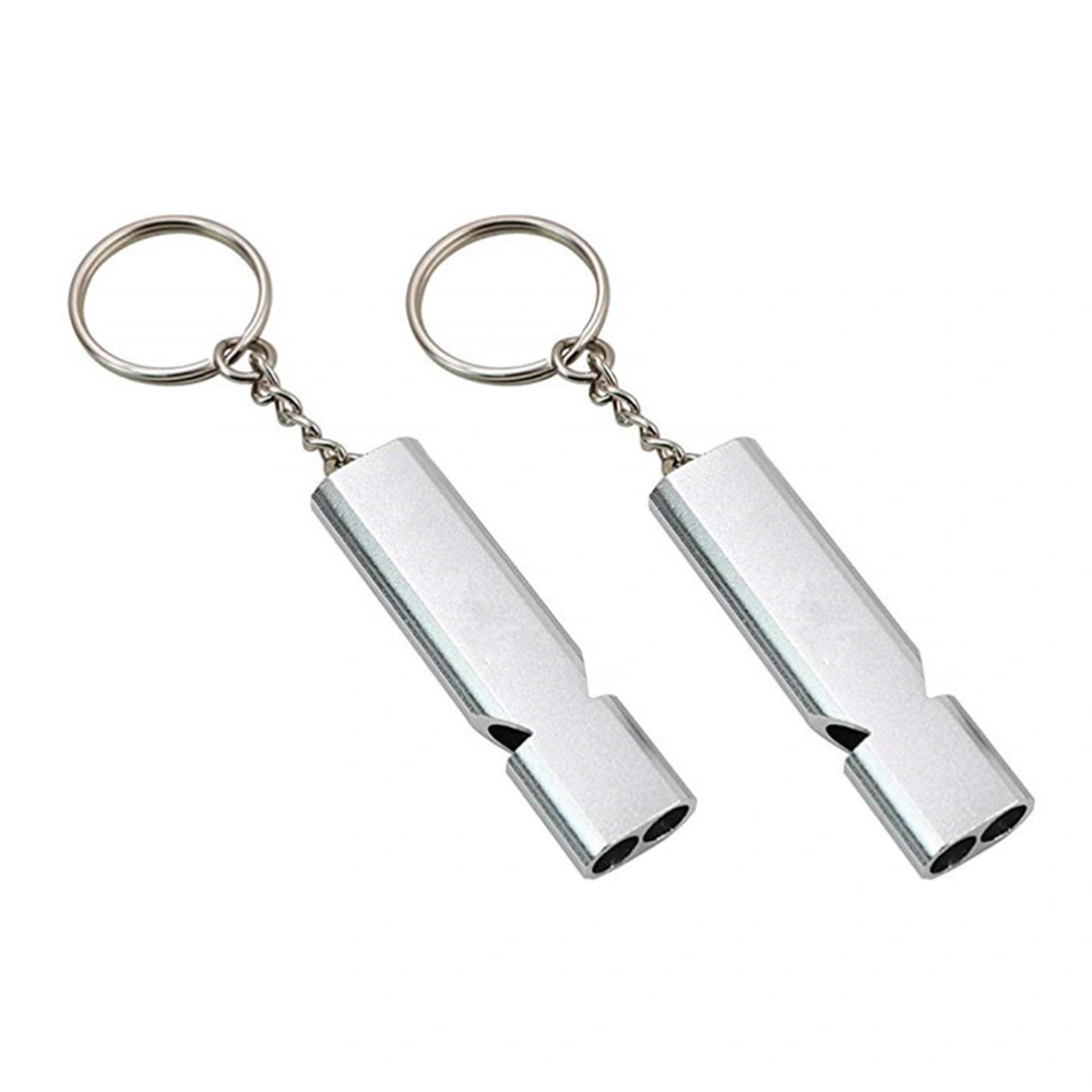 2pcs Emergency Whistles Safety Whistles Rescuing Whistles with Keychains