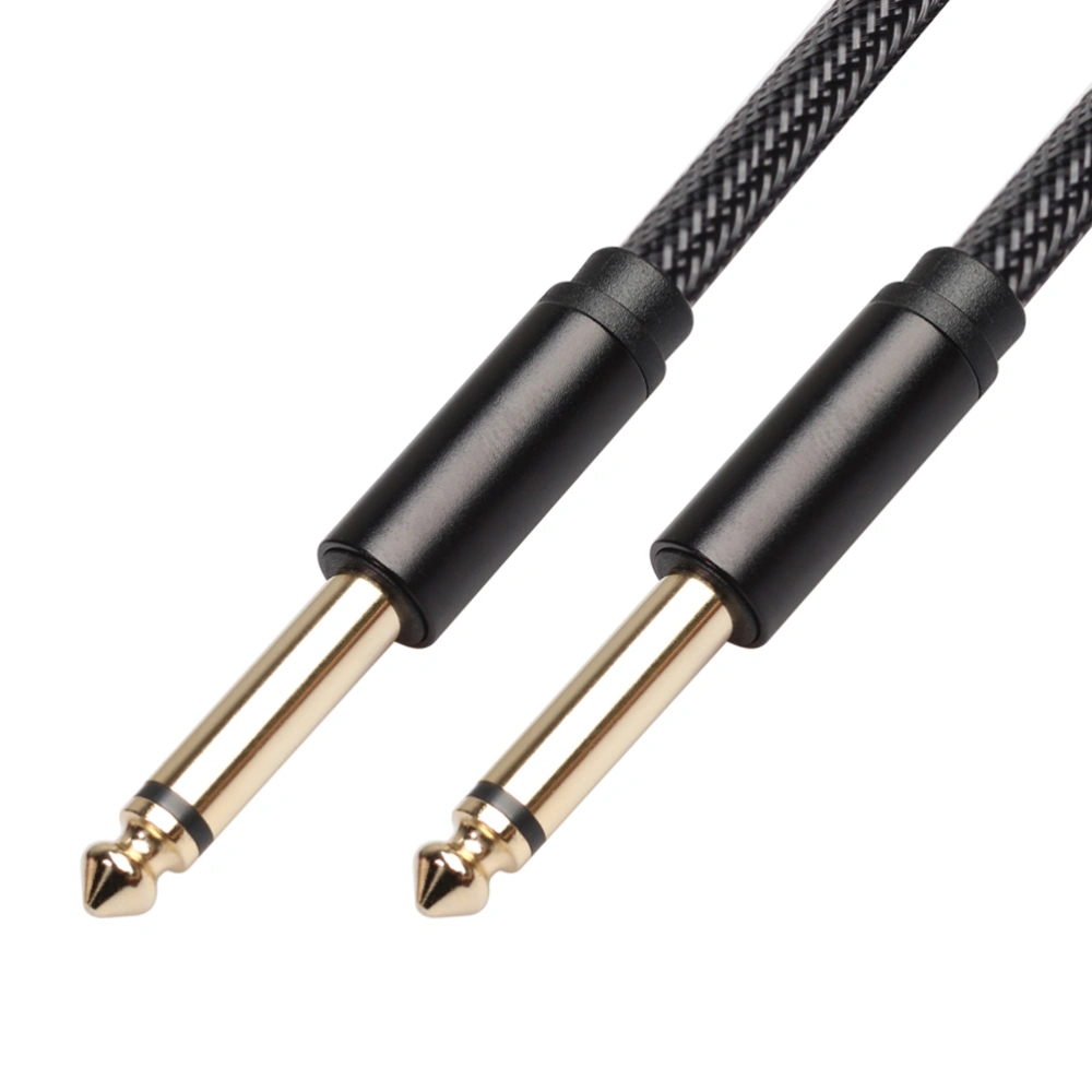 1Pc 3-meter 6.35mm Audio Signal Cable Noise Shielded Bass Cable for Guitar (Black)